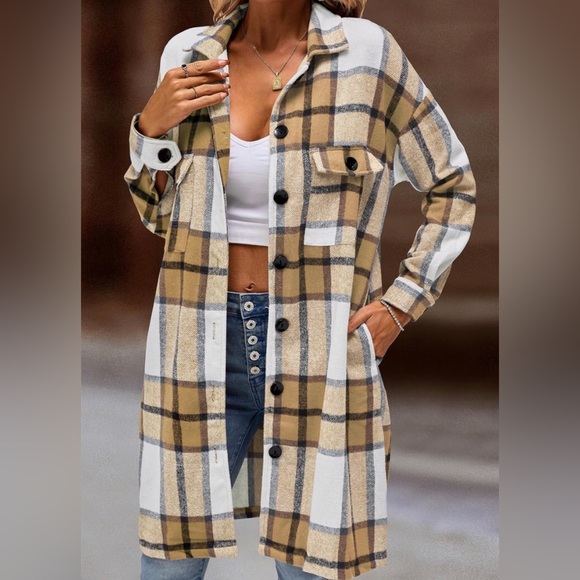 Jackets & Blazers - NWT Long Length Cotton Flannel Shacket